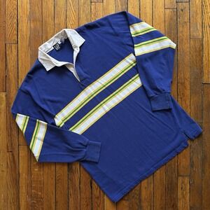 Vtg 90s Gap Rugby Shirt Polo Long Sleeve Men M Blue Colorblock‎ Preppy Collared